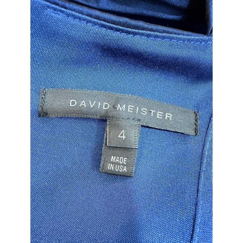 David Meister Sapphire Blue Jewel Embellished Halter Mermaid Gown 4 - Picture 9 of 11